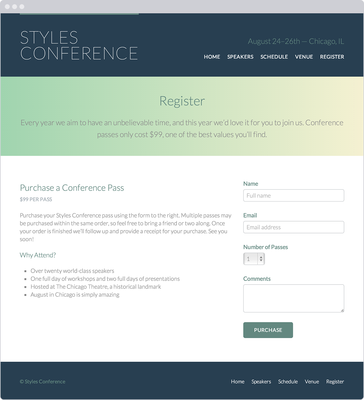 Styles Conference website