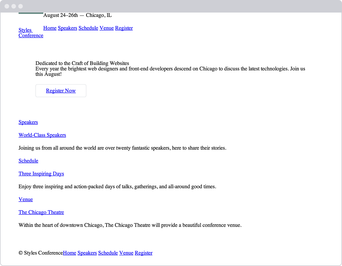 Styles Conference website