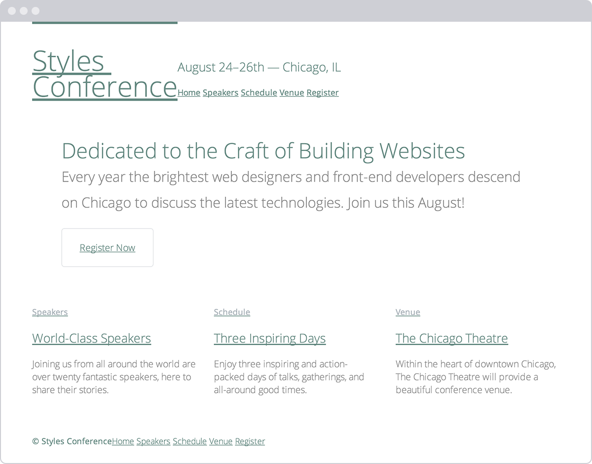 Styles Conference website