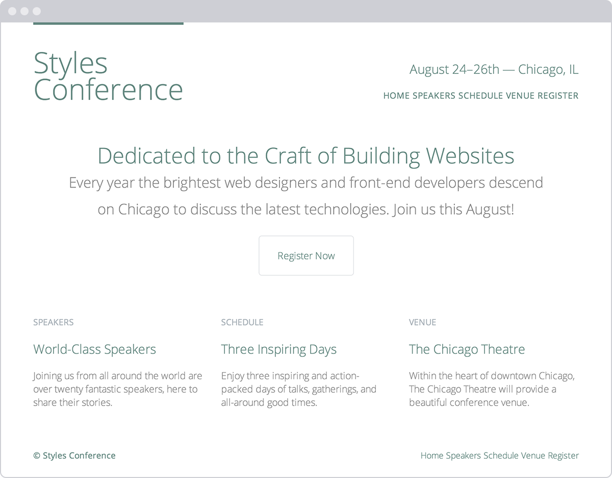 Styles Conference website