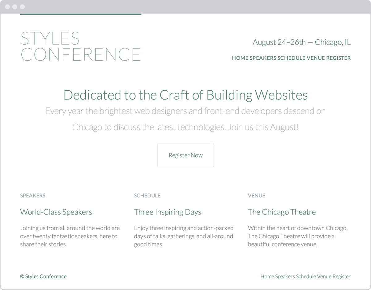 Styles Conference website
